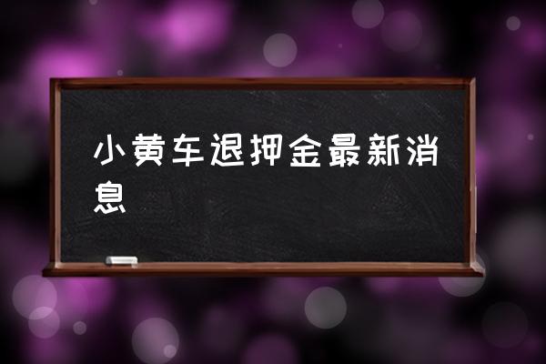 小黃車退押金最新消息 小黃車余額怎么退？