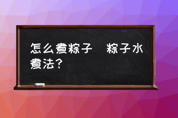怎么煮粽子(粽子水煮法？)