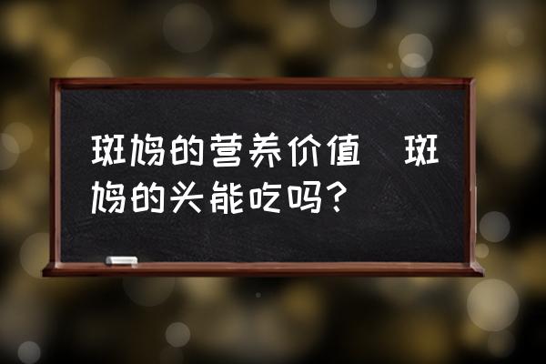 斑鳩的營(yíng)養(yǎng)價(jià)值(斑鳩的頭能吃嗎？)