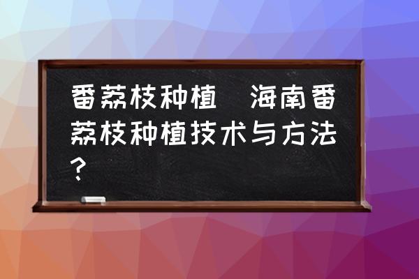 番荔枝種植(海南番荔枝種植技術(shù)與方法？)