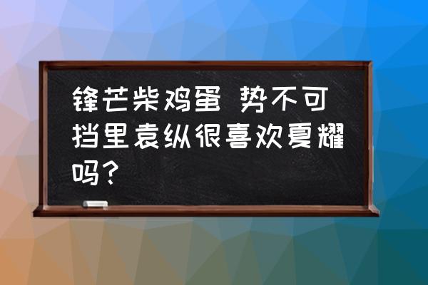 鋒芒柴雞蛋 勢(shì)不可擋里袁縱很喜歡夏耀嗎？