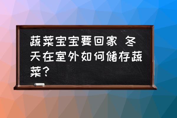 蔬菜寶寶要回家 冬天在室外如何儲存蔬菜？