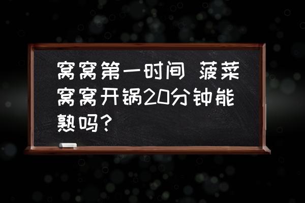 窩窩第一時(shí)間 菠菜窩窩開(kāi)鍋20分鐘能熟嗎？