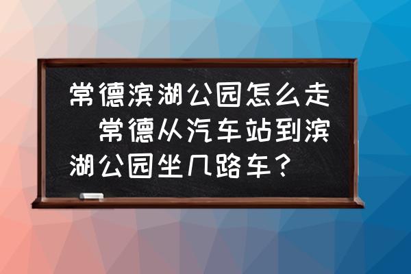 常德濱湖公園怎么走(常德從汽車站到濱湖公園坐幾路車？)