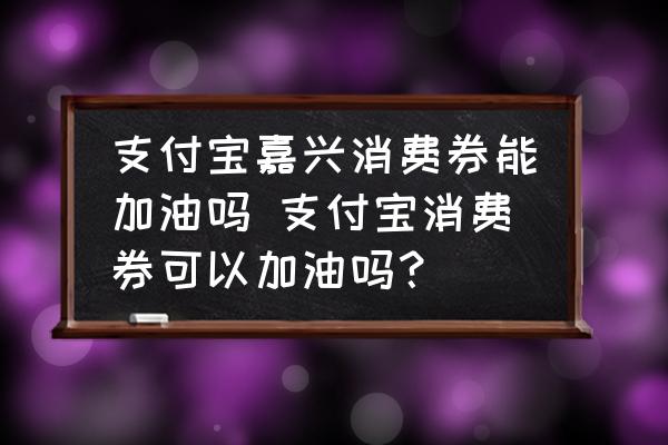 支付寶嘉興消費(fèi)券能加油嗎 支付寶消費(fèi)券可以加油嗎？