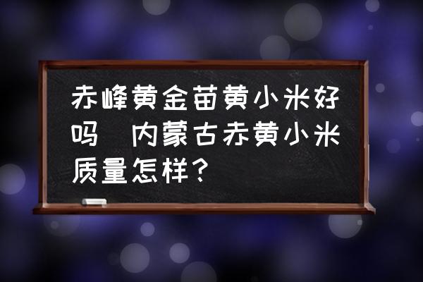 赤峰黃金苗黃小米好嗎(內(nèi)蒙古赤黃小米質(zhì)量怎樣？)