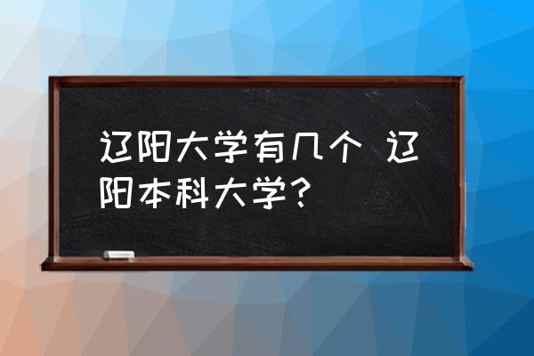 遼陽大學(xué)有幾個 遼陽本科大學(xué)？