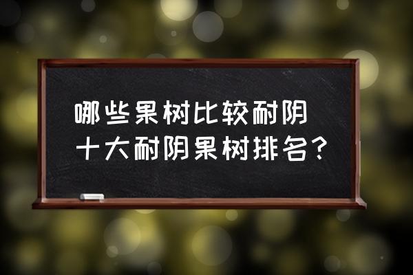 哪些果樹比較耐陰 十大耐陰果樹排名？