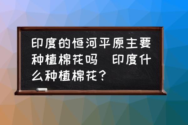 印度的恒河平原主要種植棉花嗎(印度什么種植棉花？)