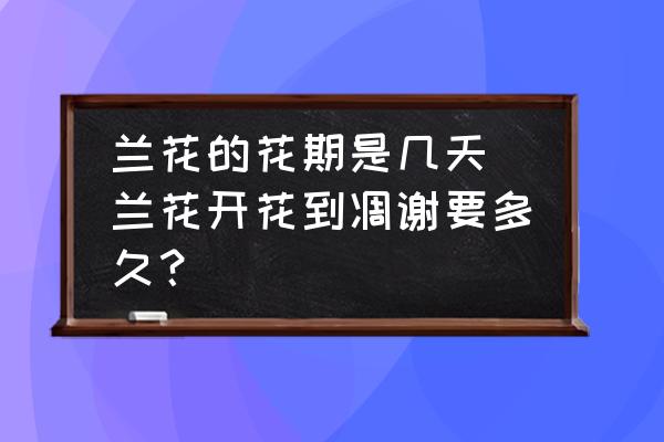 蘭花的花期是幾天(蘭花開花到凋謝要多久？)
