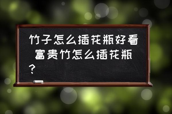 竹子怎么插花瓶好看 富貴竹怎么插花瓶？