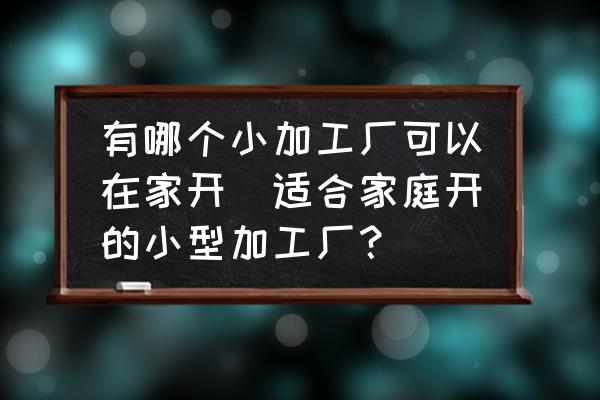 有哪個小加工廠可以在家開(適合家庭開的小型加工廠？)