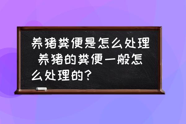 養(yǎng)豬糞便是怎么處理 養(yǎng)豬的糞便一般怎么處理的？