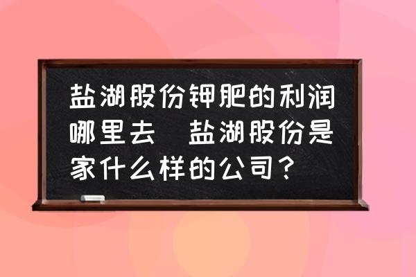 鹽湖股份鉀肥的利潤哪里去(鹽湖股份是家什么樣的公司？)
