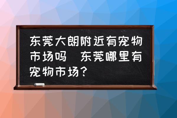 東莞大朗附近有寵物市場嗎(東莞哪里有寵物市場？)