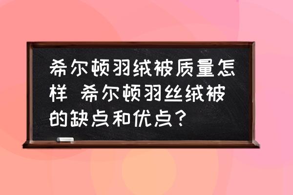 希爾頓羽絨被質(zhì)量怎樣 希爾頓羽絲絨被的缺點(diǎn)和優(yōu)點(diǎn)？